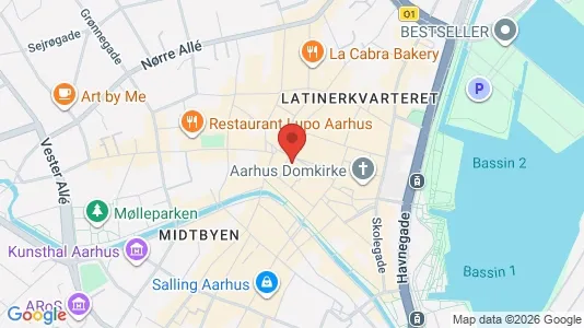 Kontorfællesskaber til leje i Århus C - kort over placeringen