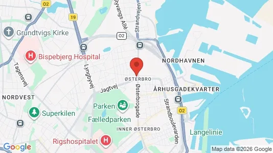 Kontorfællesskaber til leje i Østerbro - kort over placeringen