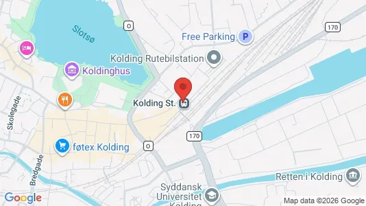 Kontorfællesskaber til leje i Kolding - kort over placeringen