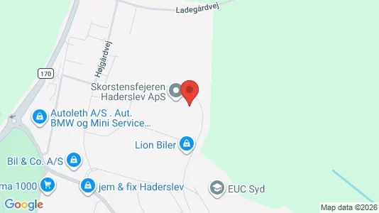 Kontorfællesskaber til leje i Haderslev - kort over placeringen