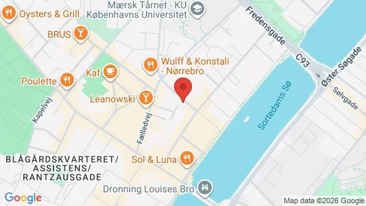 Kontorfællesskaber til leje i Nørrebro - kort over placeringen